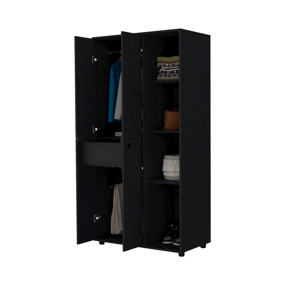 1-Drawer Armoire Closet Black. Picture 3