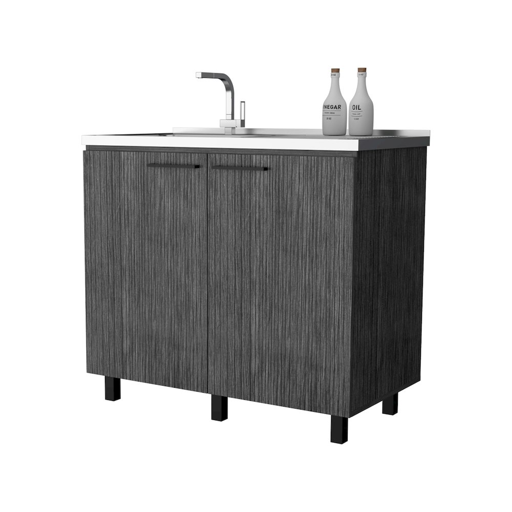 Smokey Oak Utility Sink and Cabinet. Picture 1