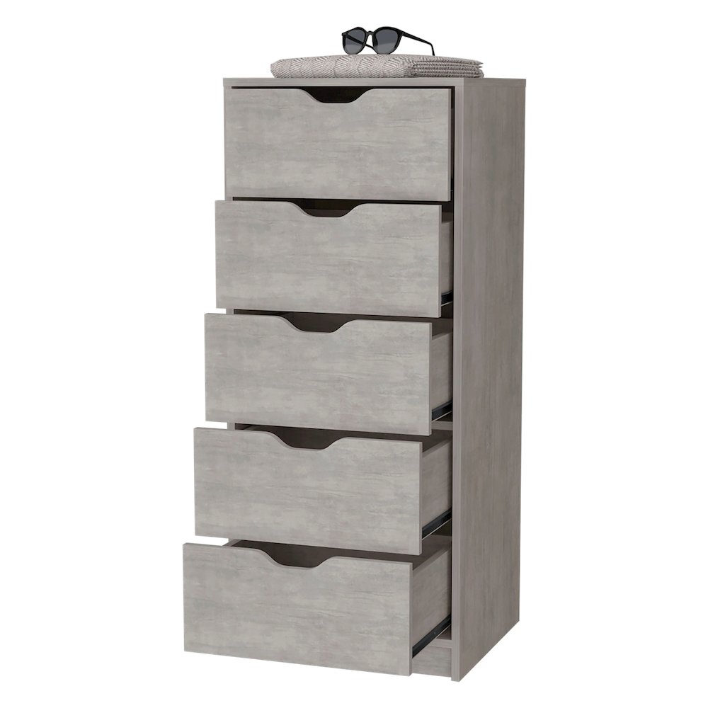 Concrete Gray 5 Narrow Drawer Dresser. Picture 6