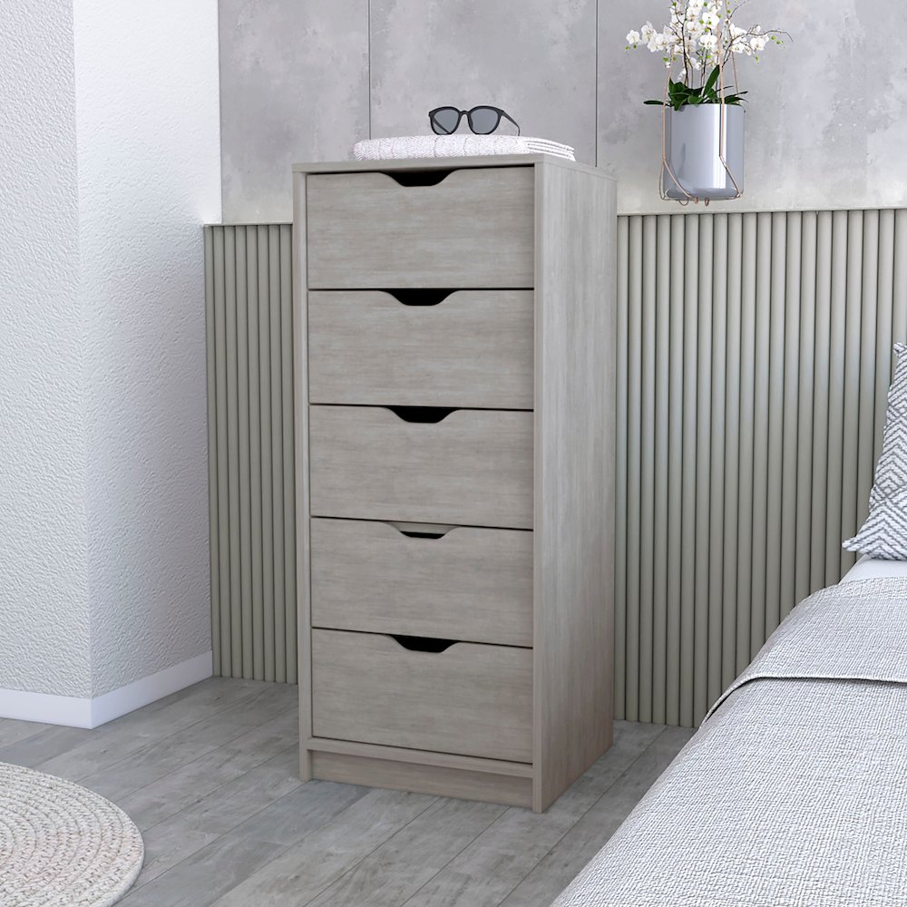 Concrete Gray 5 Narrow Drawer Dresser. Picture 4