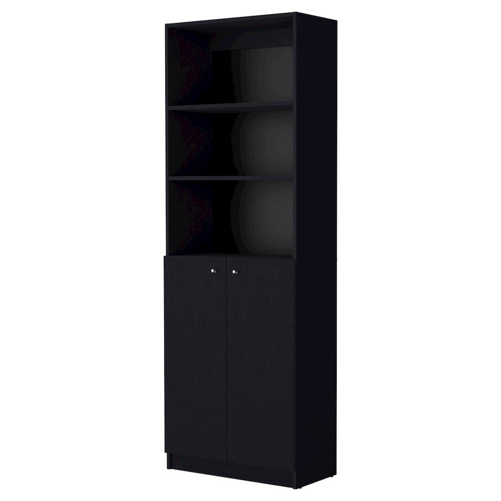 Black 2-Door Bookcase. Picture 1