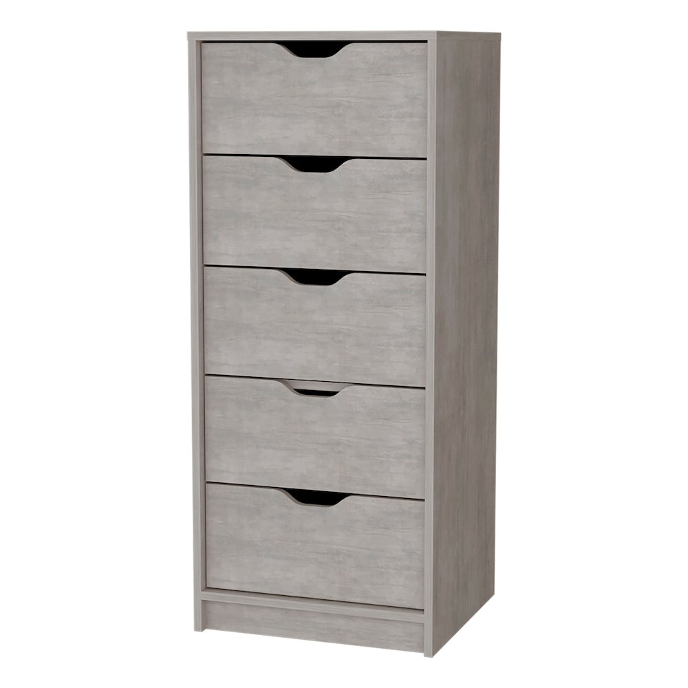 Concrete Gray 5 Narrow Drawer Dresser. Picture 1