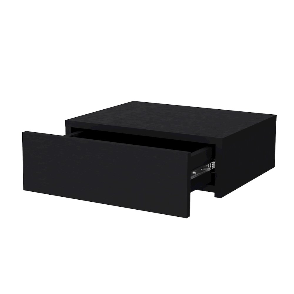 Black Wall-Mounted Floating Nightstand. Picture 2