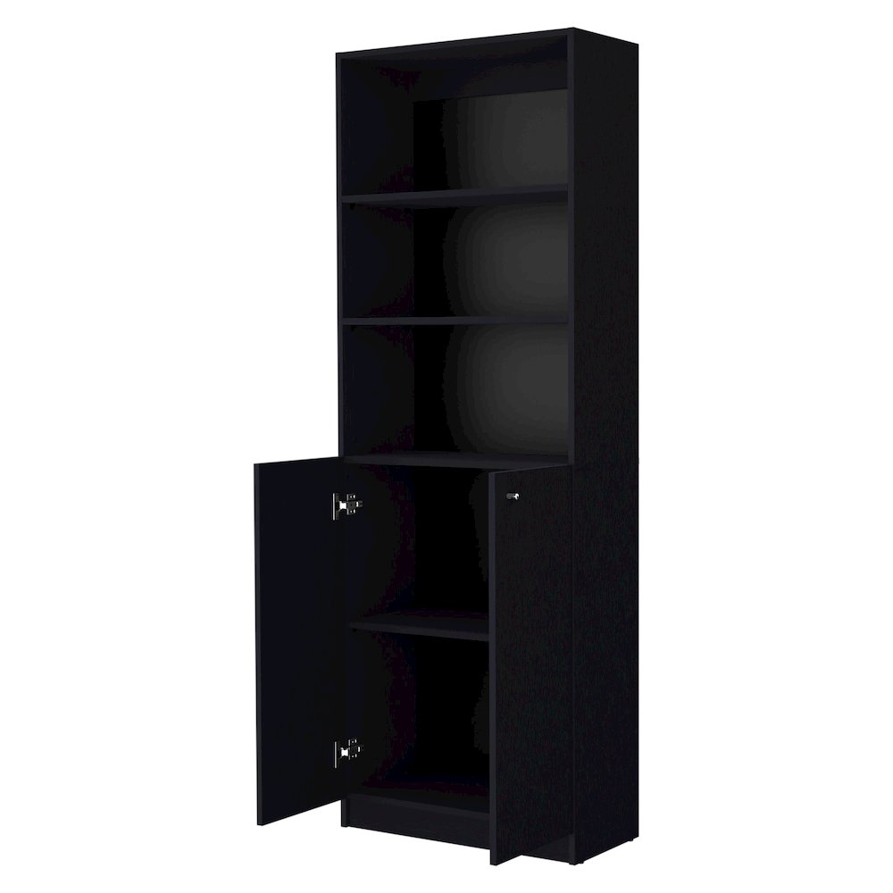 Black 2-Door Bookcase. Picture 2