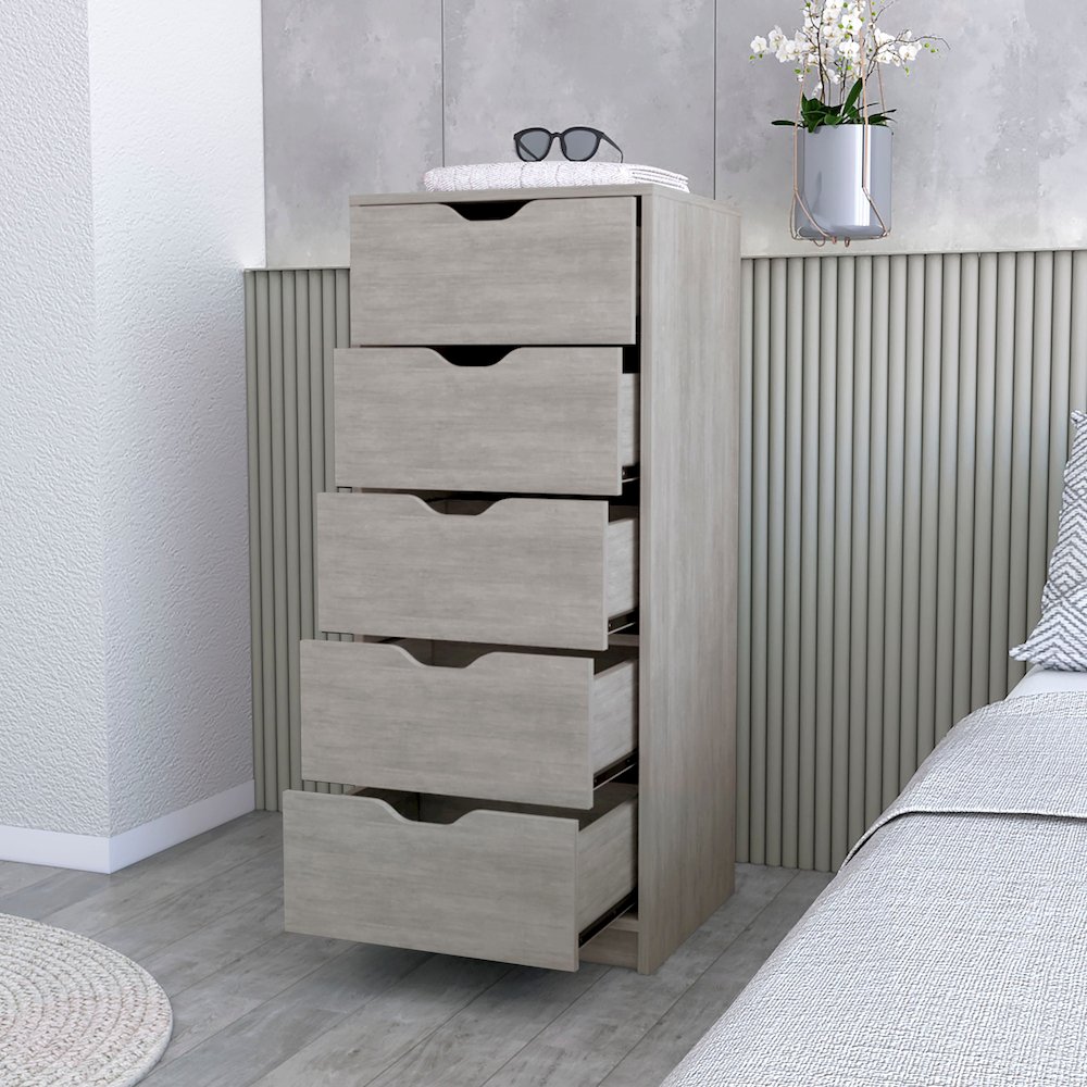 Concrete Gray 5 Narrow Drawer Dresser. Picture 5