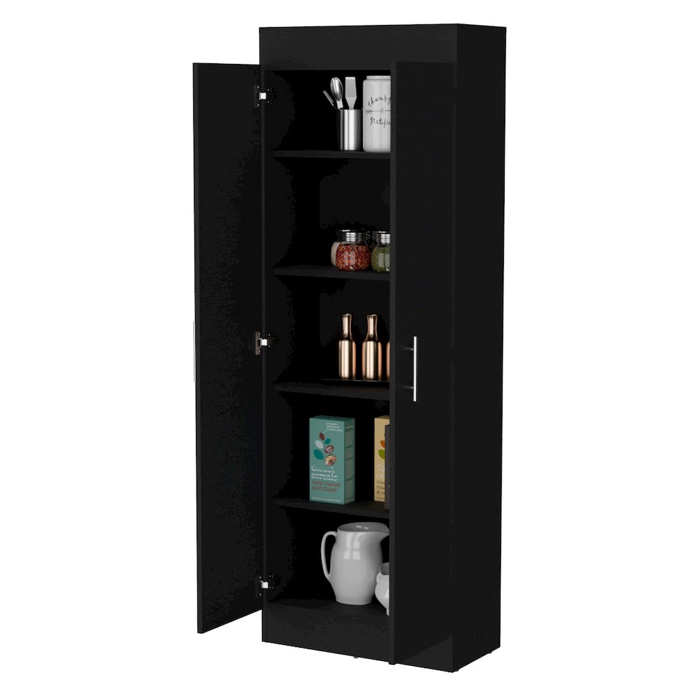 Black 5-Shelf Storage Pantry Cabinet. Picture 3
