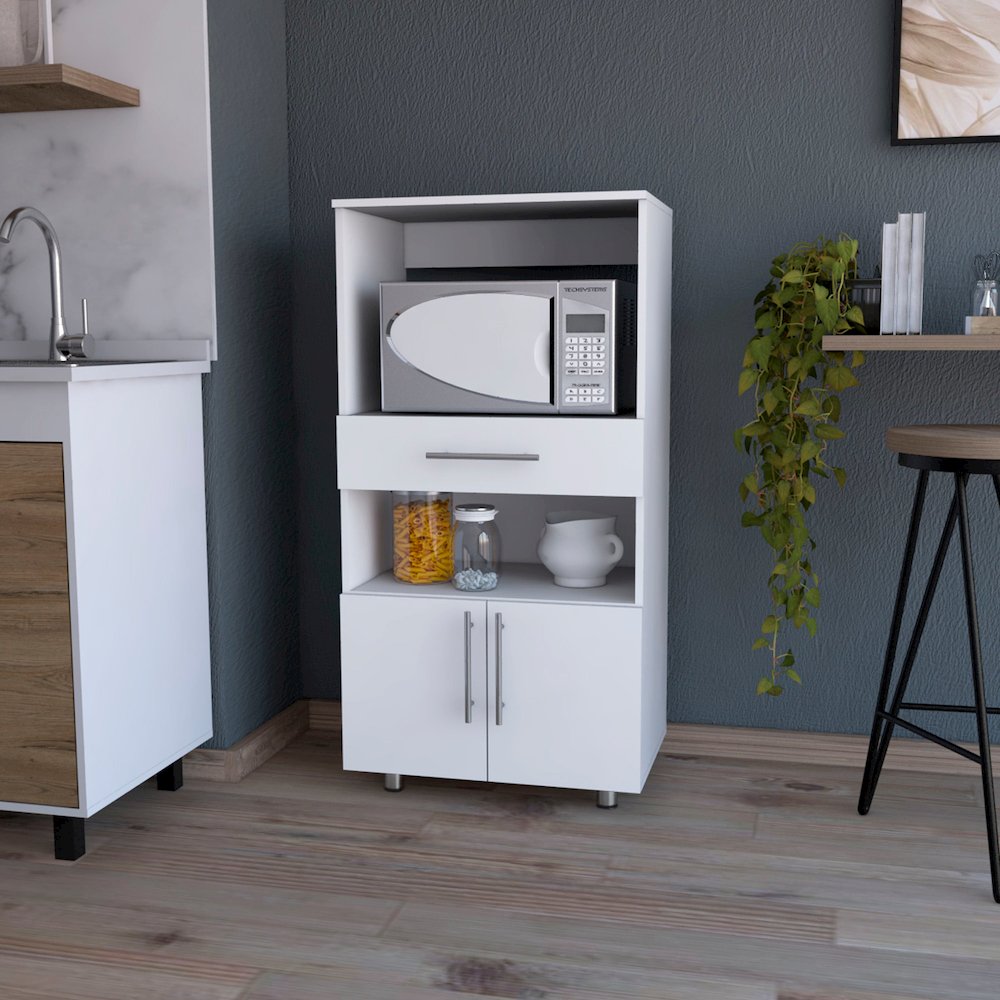 White Pantry Cabinet Microwave Stand. Picture 4