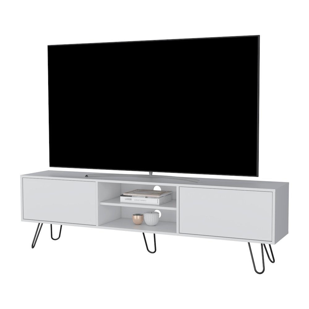White Hairpin Leg TV Rack. Picture 3