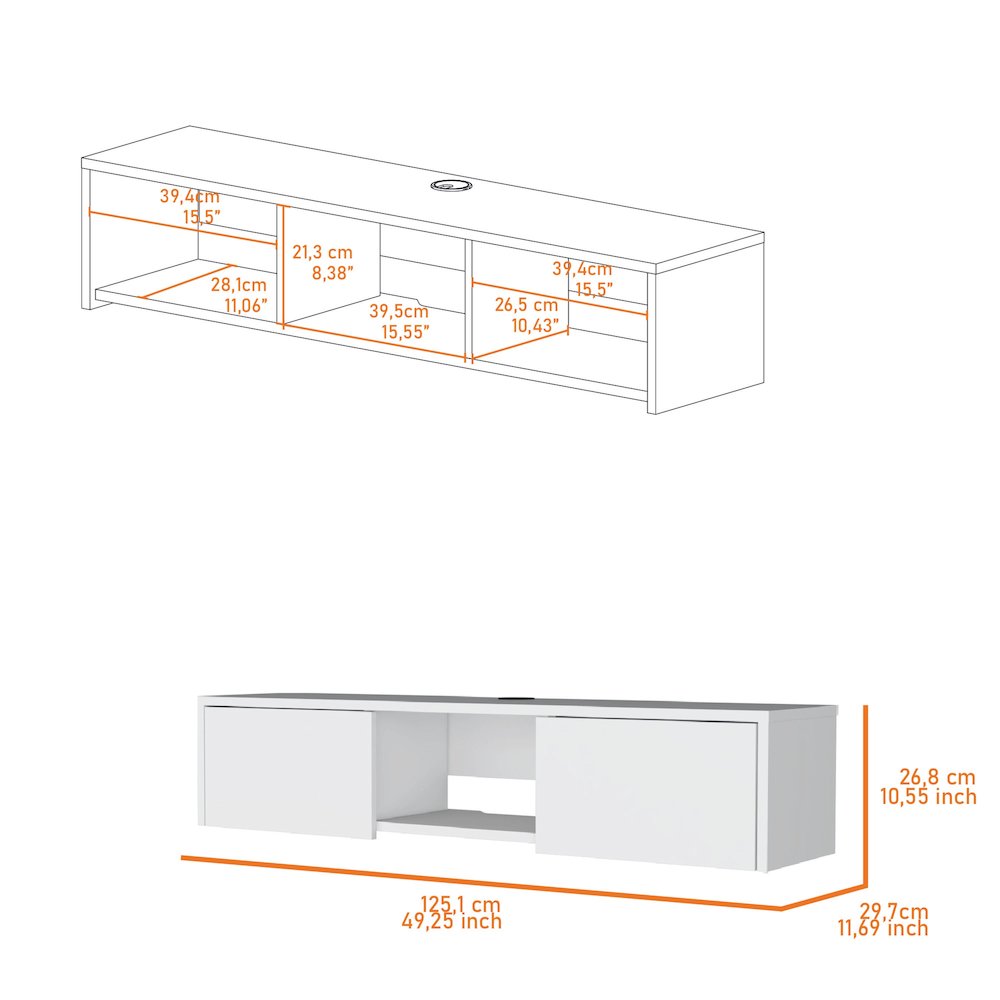 White 2-Door Floating TV Stand. Picture 6
