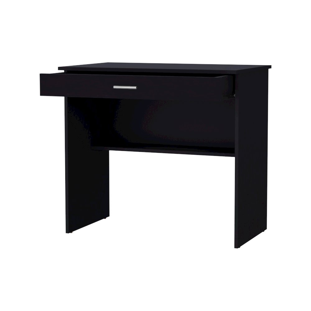 Black Storage Desk with Drawer and Shelf. Picture 2