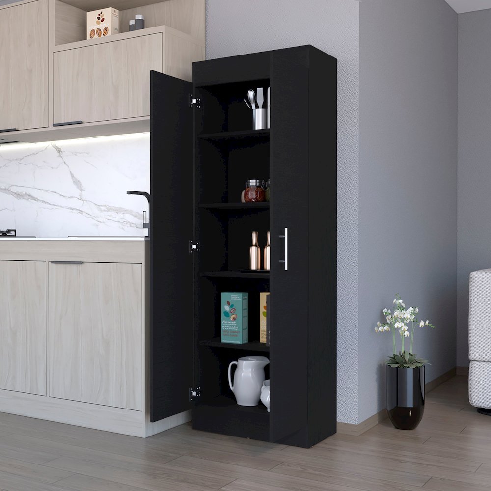 Black 5-Shelf Storage Pantry Cabinet. Picture 5
