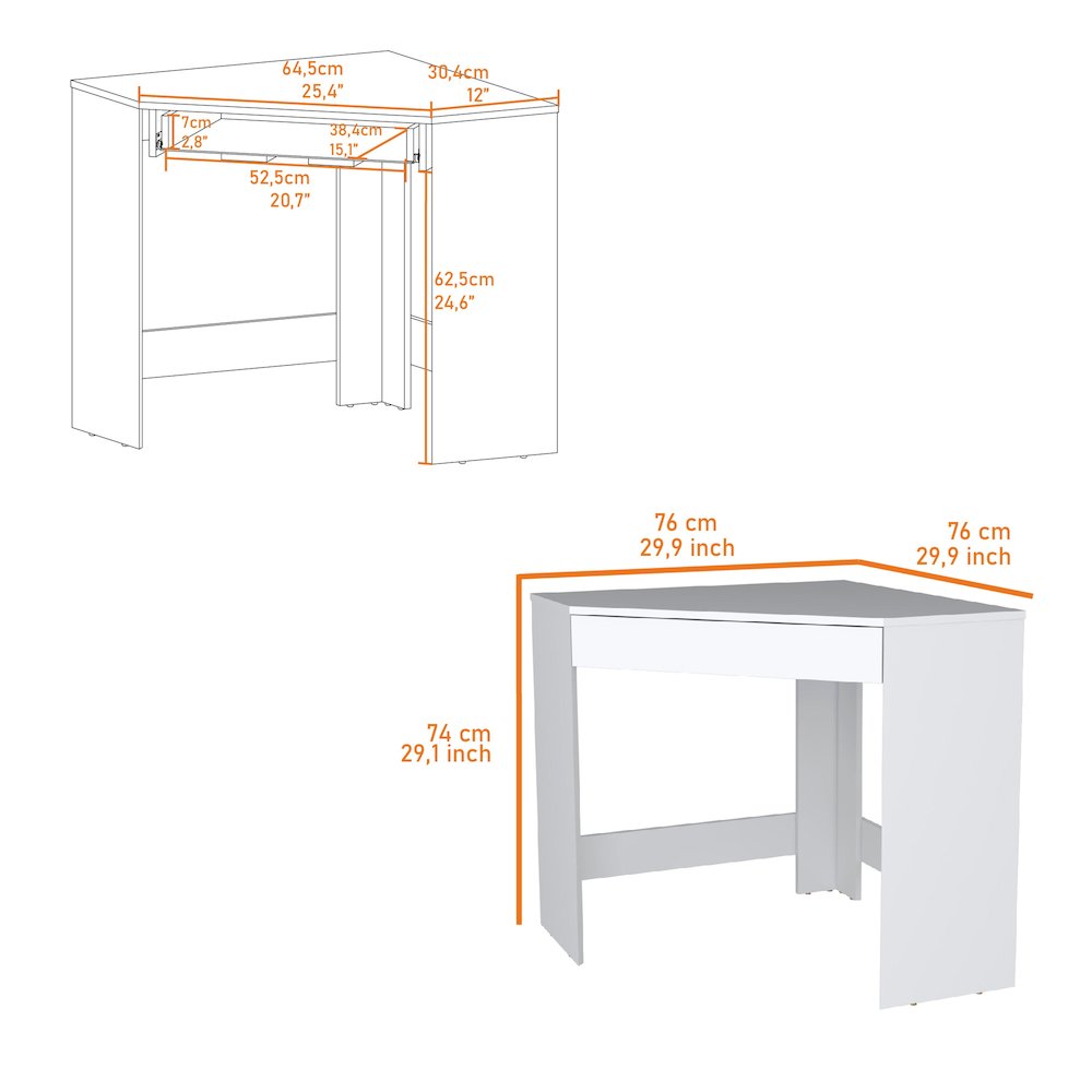 White Spacious Drawer Corner Desk. Picture 6