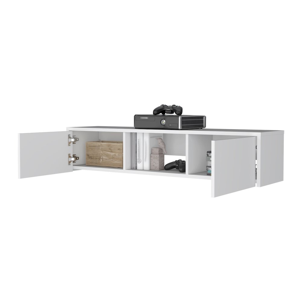 White 2-Door Floating TV Stand. Picture 3