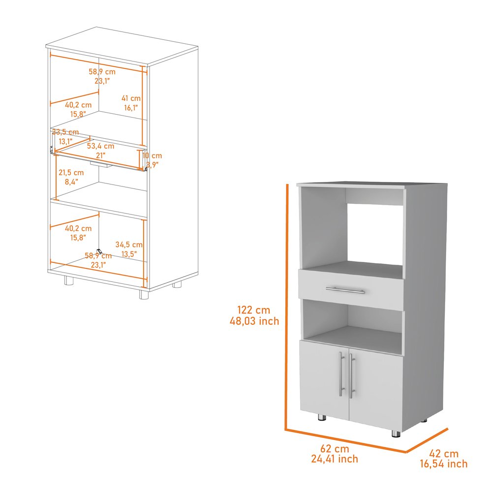 White Pantry Cabinet Microwave Stand. Picture 6