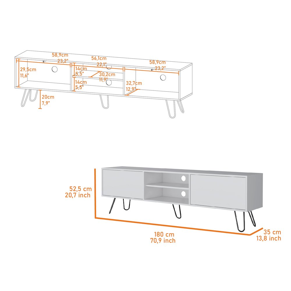 White Hairpin Leg TV Rack. Picture 6