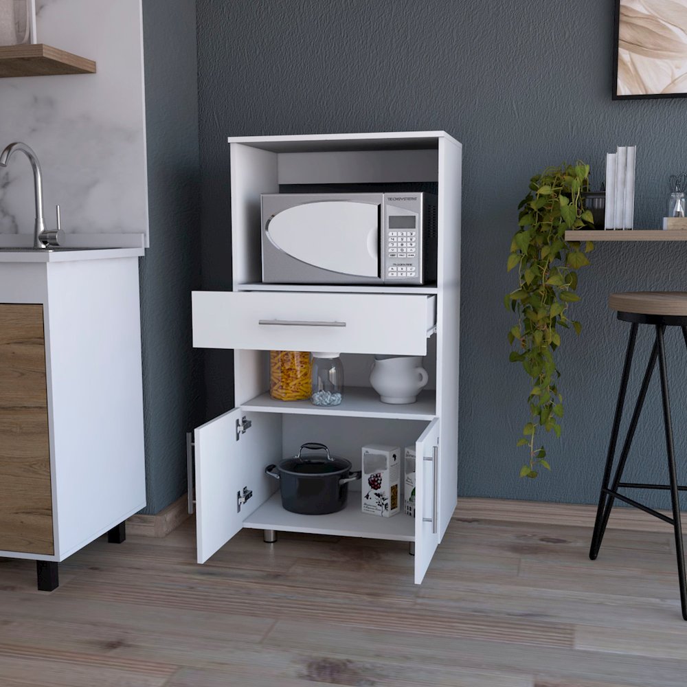 White Pantry Cabinet Microwave Stand. Picture 5