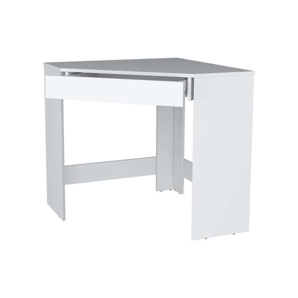 White Spacious Drawer Corner Desk. Picture 2