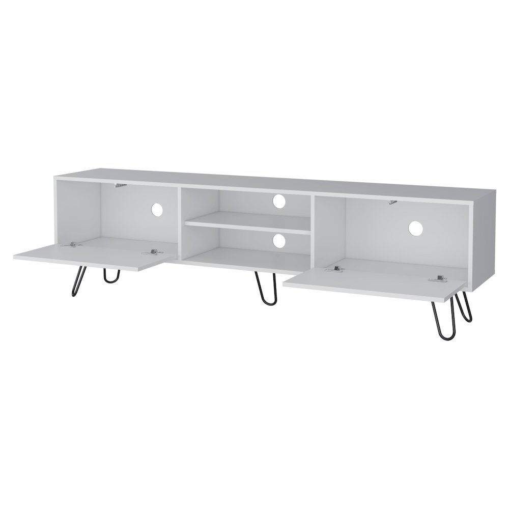 White Hairpin Leg TV Rack. Picture 2