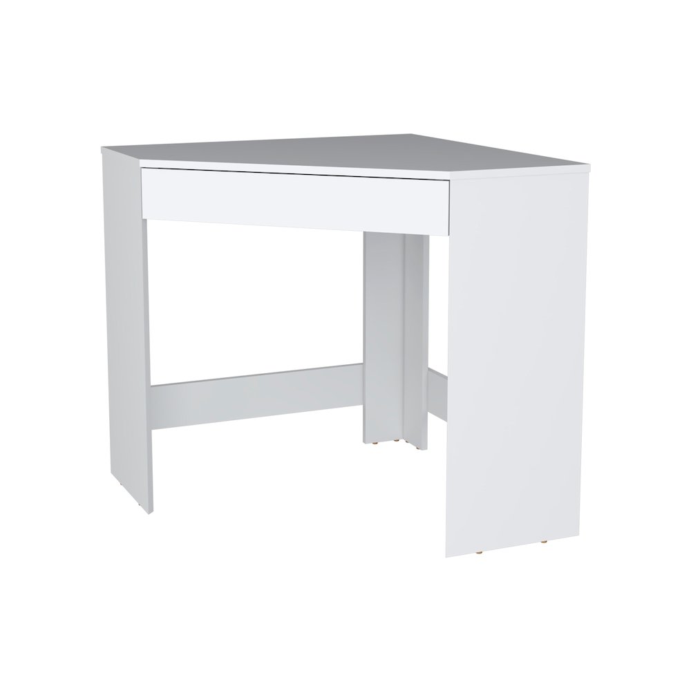 White Spacious Drawer Corner Desk. Picture 1