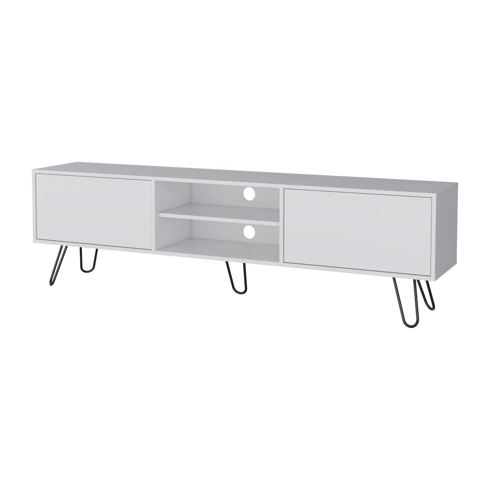 White Hairpin Leg TV Rack. Picture 1
