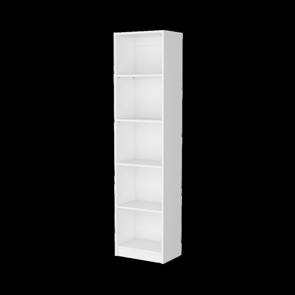 White 5-Shelf Slim Bookcase. Picture 5