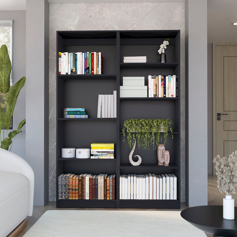 Black 2 Piece Living Room Set with 2 Bookcases. Picture 4