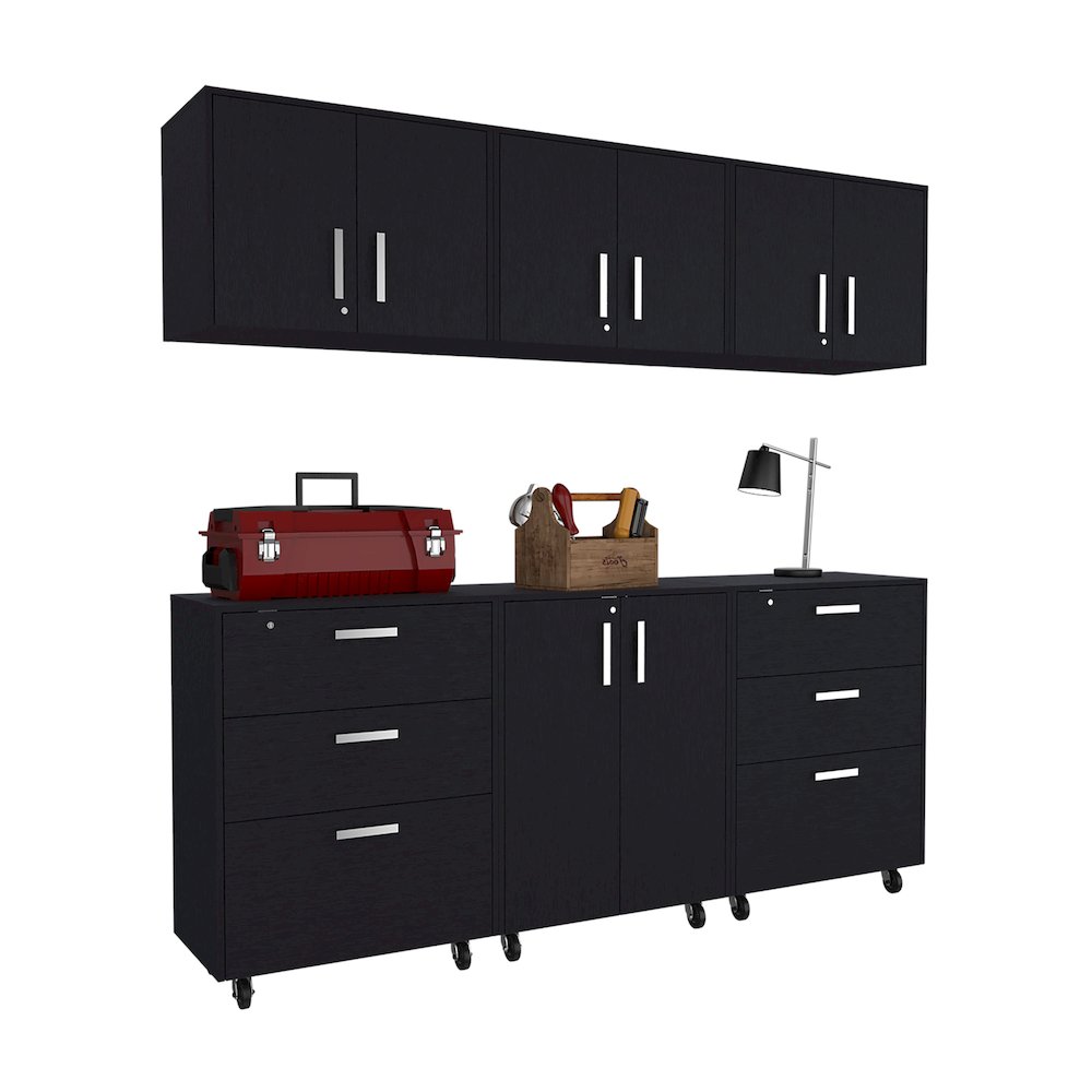 Black 6 Piece Garage Set. Picture 1
