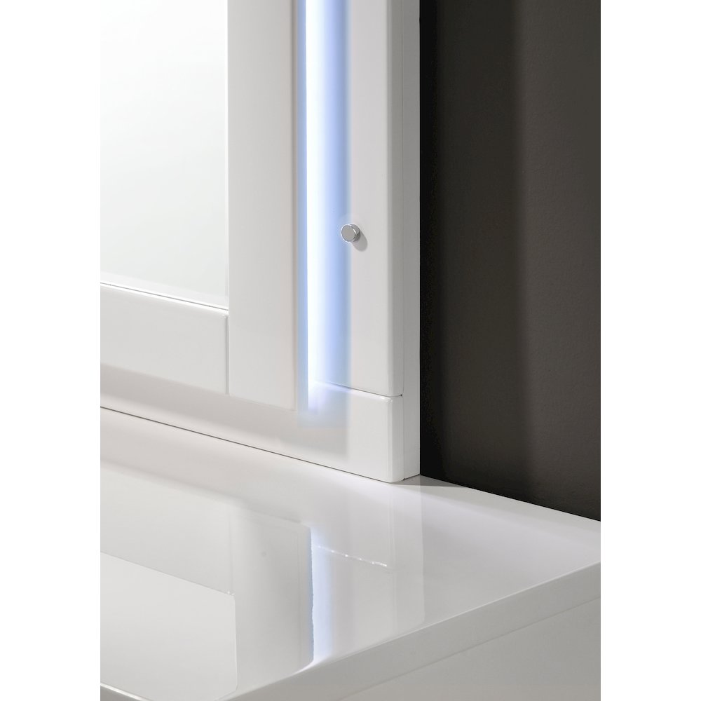Glossy White Rectangle Mirror with LED Light. Picture 3