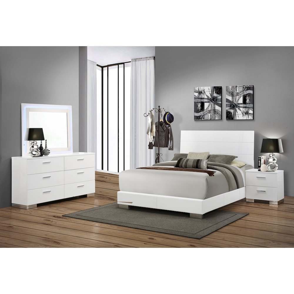 Glossy White Rectangle Mirror with LED Light. Picture 5