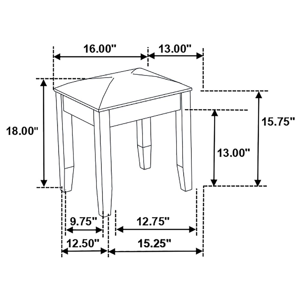 White Vanity Stool with Padded Seat. Picture 3