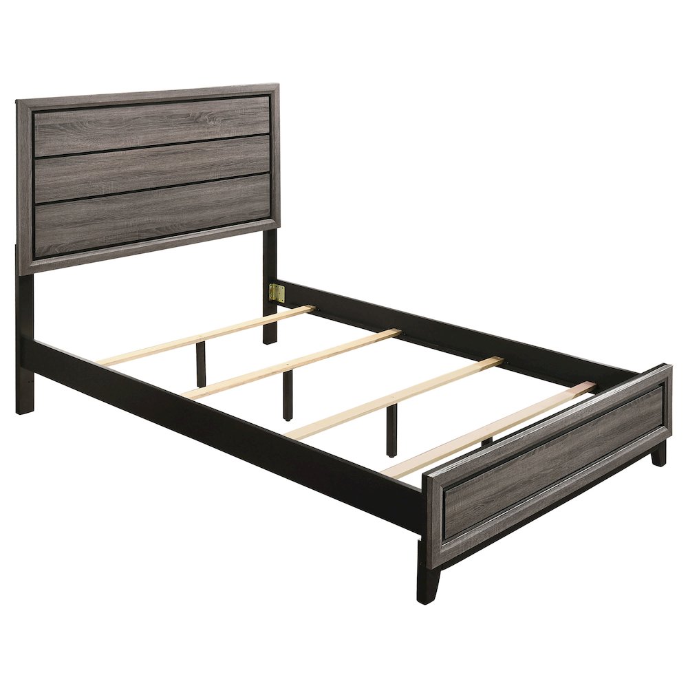 Rustic Grey Oak Panel Bed. Picture 1