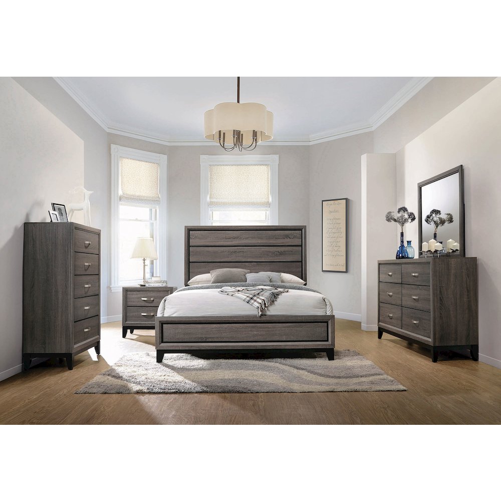 Rustic Grey Oak Panel Bed. Picture 7