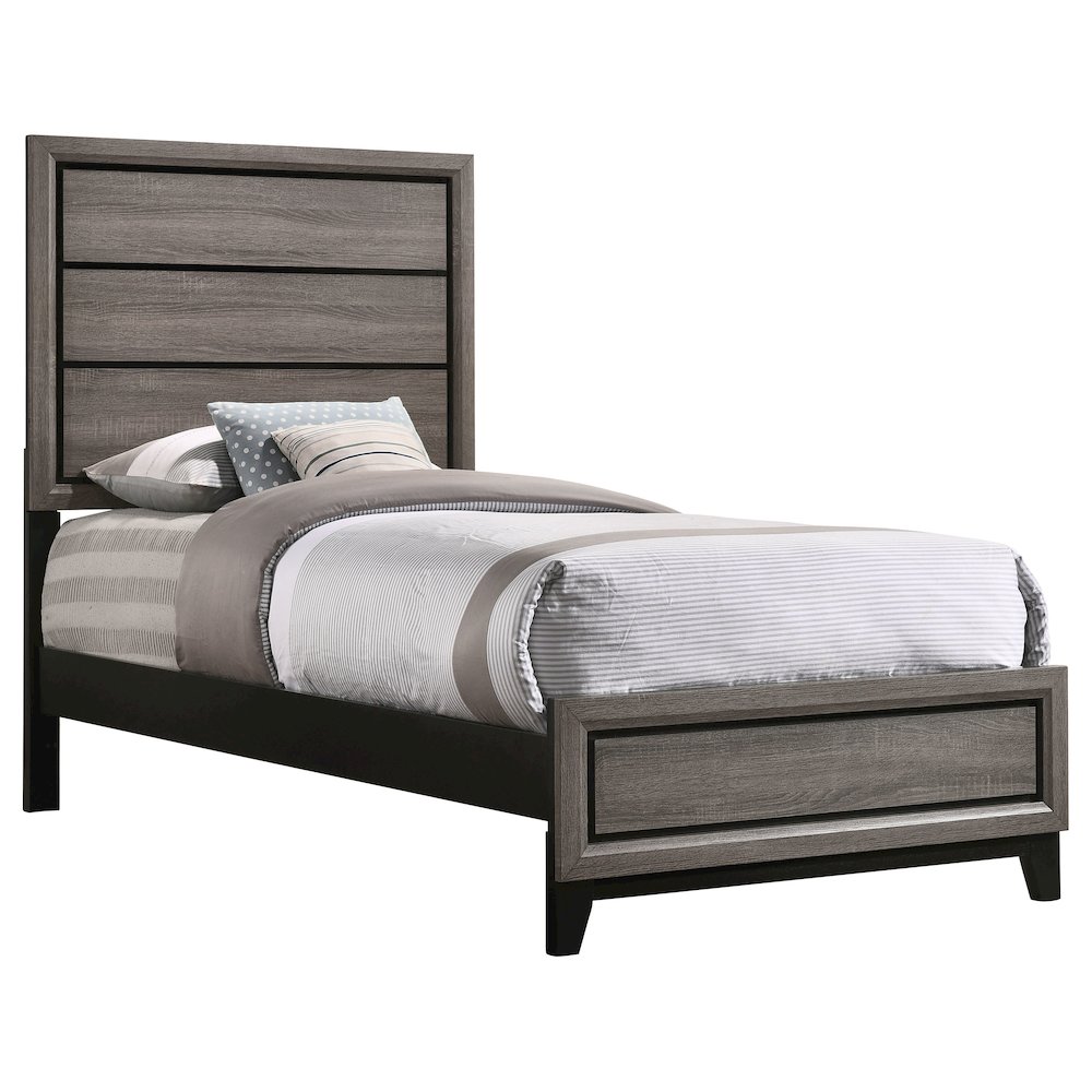 Grey Oak Panel Bed. Picture 3