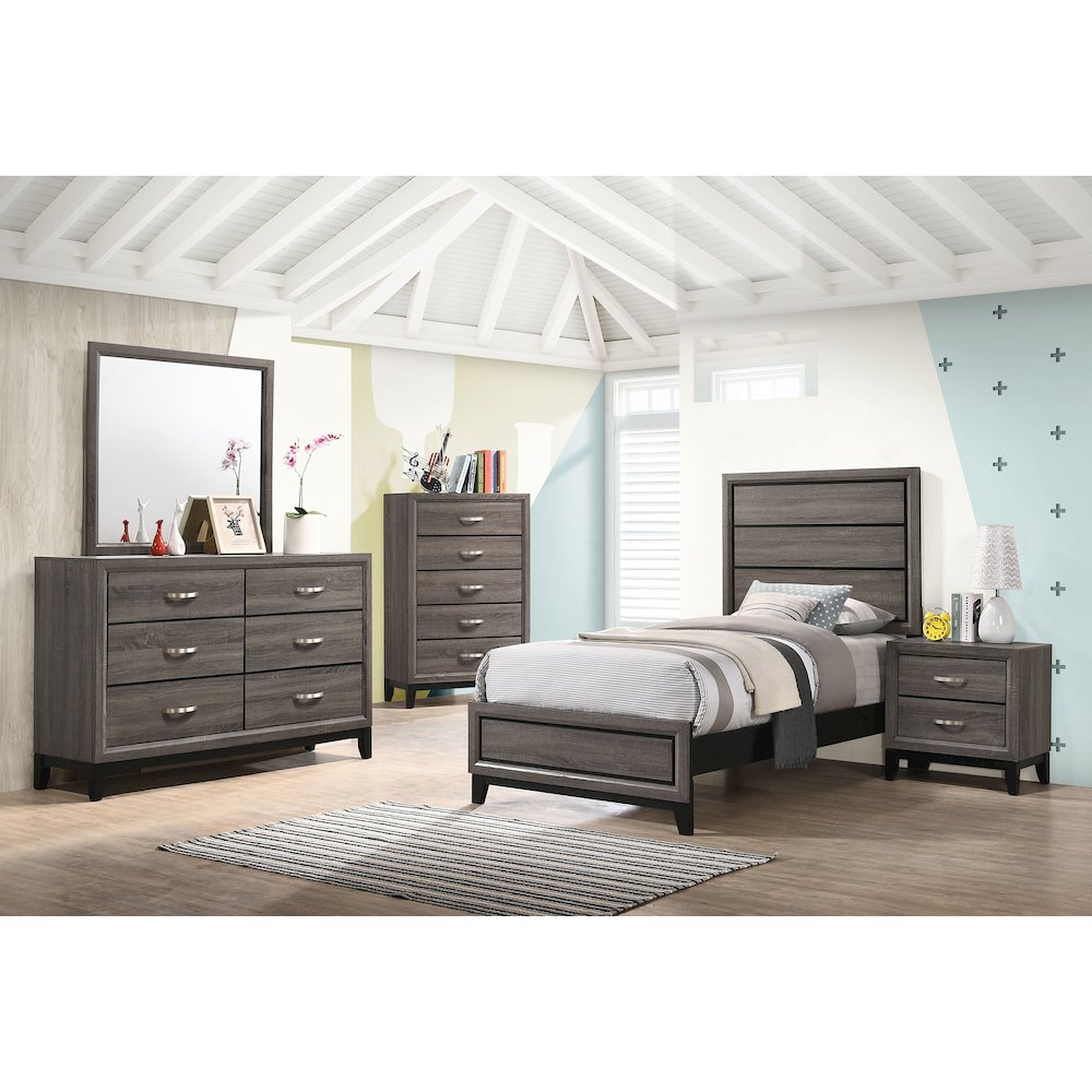 Grey Oak Panel Bed. Picture 7