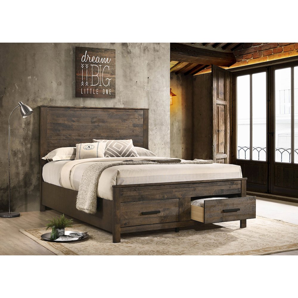 Rustic Golden Brown Storage Bed. Picture 2