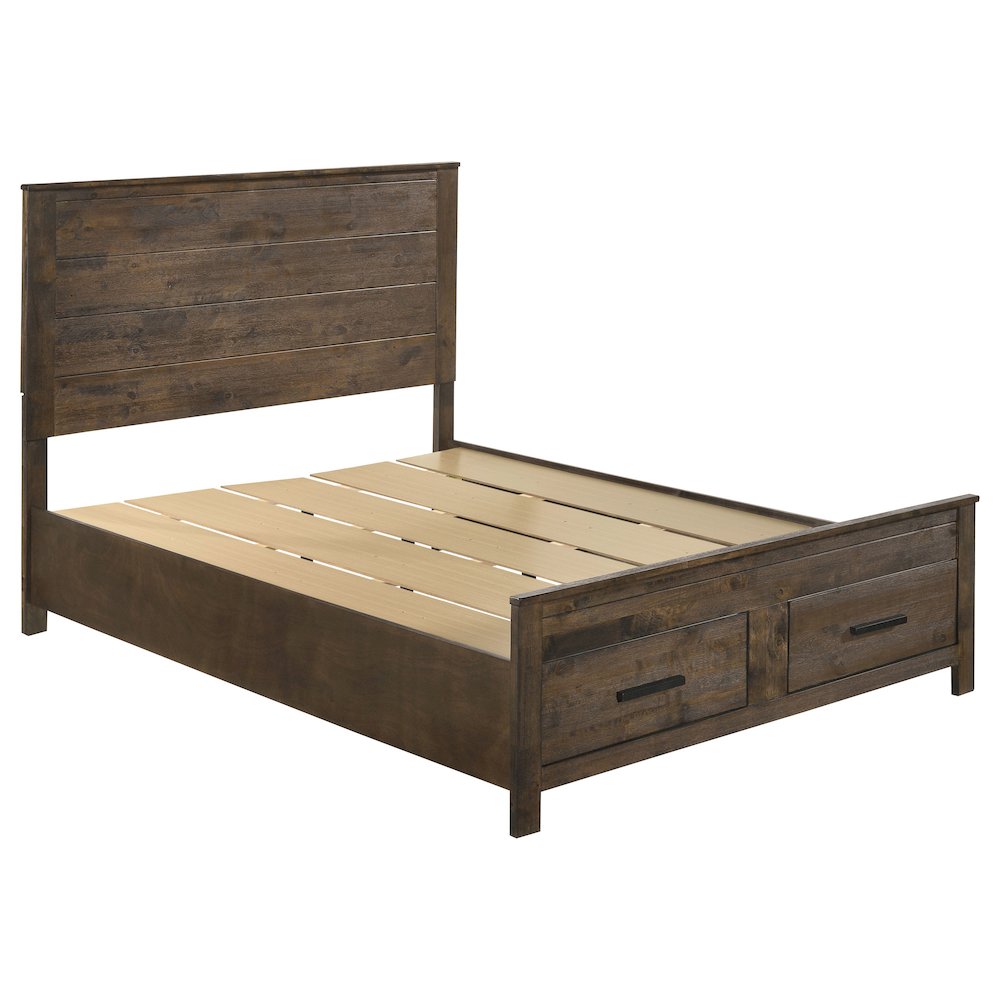 Rustic Golden Brown Storage Bed. Picture 1