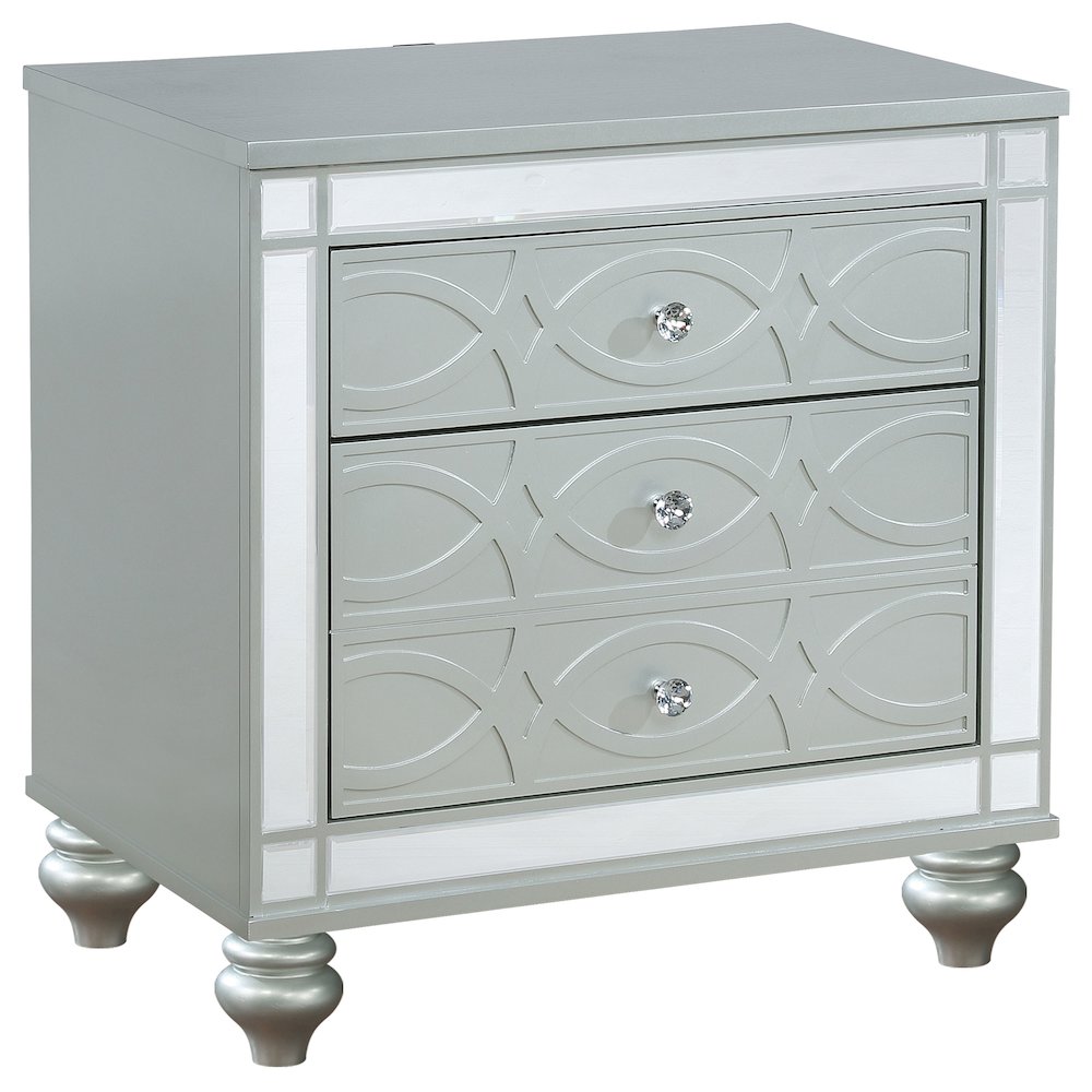 Menlo Silver Metallic 2-drawer Nightstand. Picture 1
