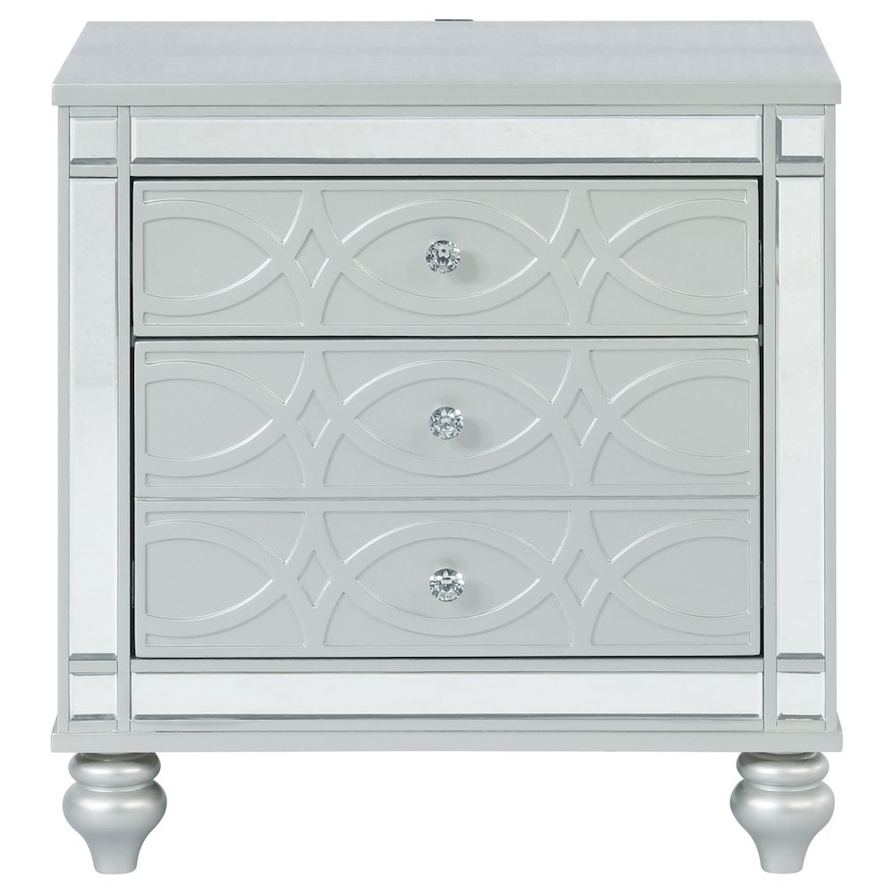 Menlo Silver Metallic 2-drawer Nightstand. Picture 2
