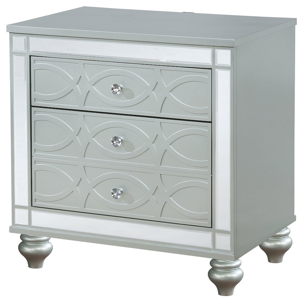 Menlo Silver Metallic 2-drawer Nightstand. Picture 3