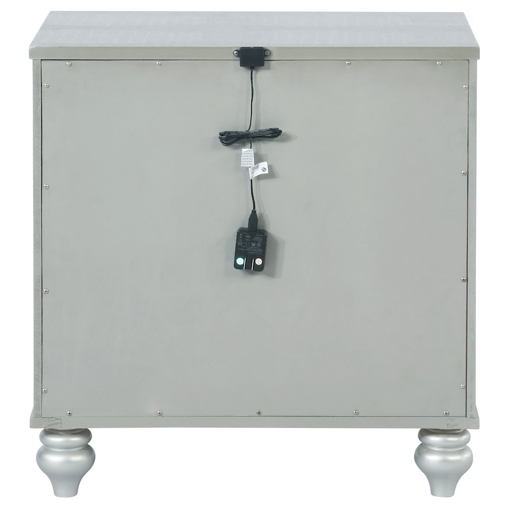 Menlo Silver Metallic 2-drawer Nightstand. Picture 6