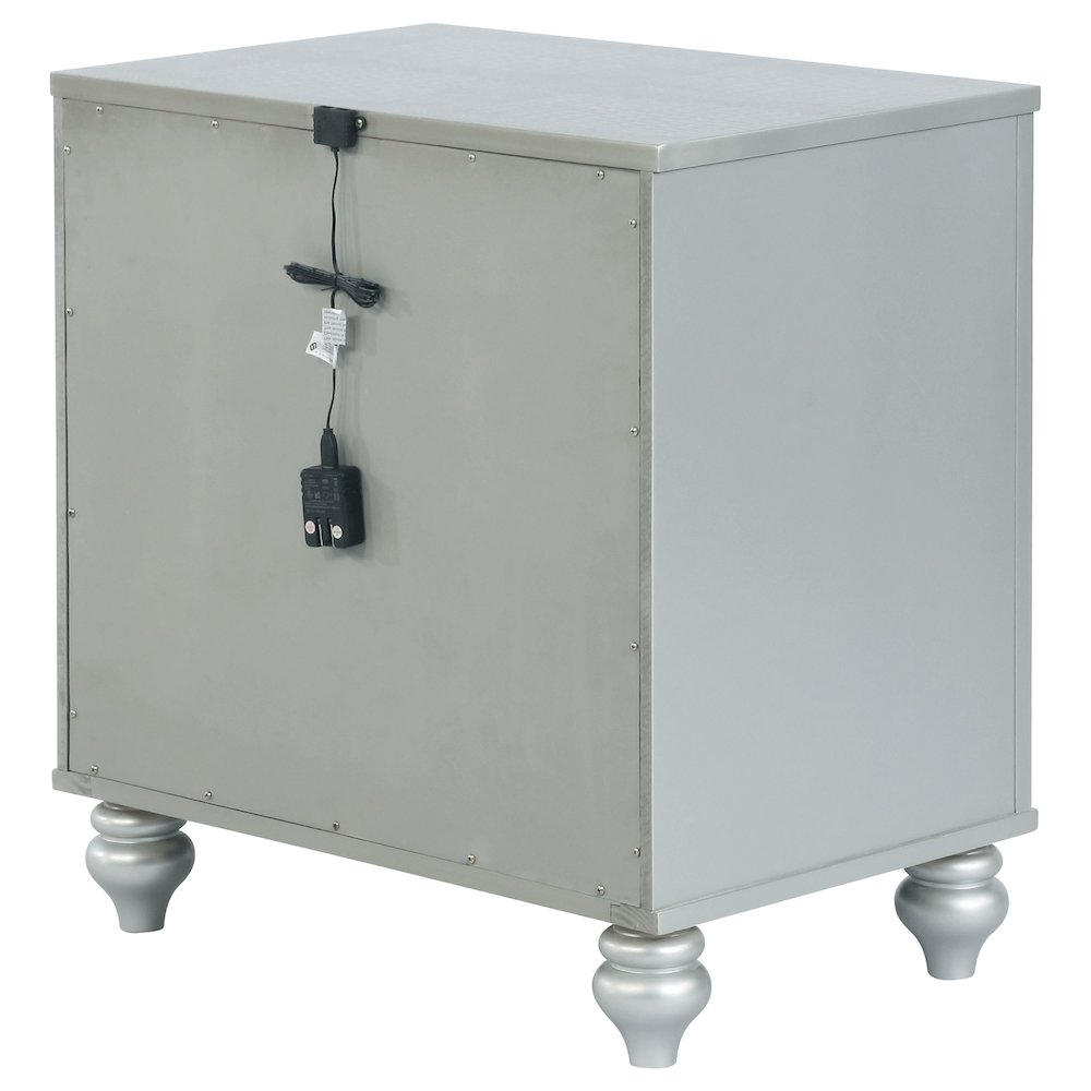 Menlo Silver Metallic 2-drawer Nightstand. Picture 7