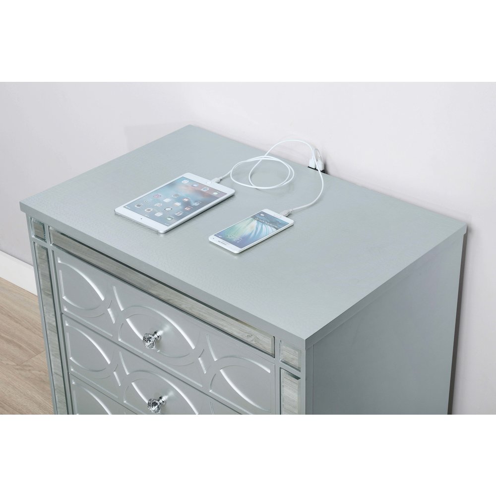 Menlo Silver Metallic 2-drawer Nightstand. Picture 9