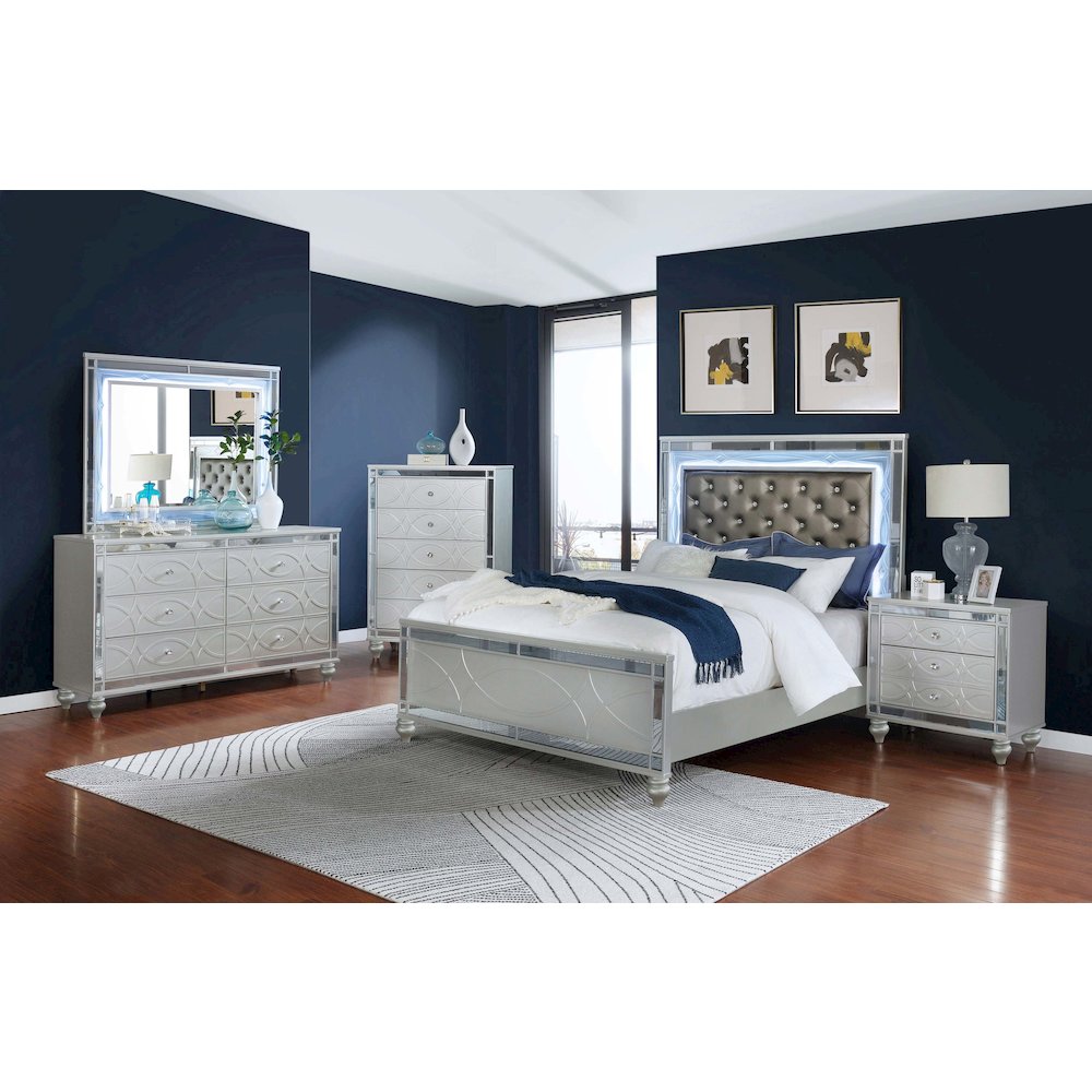 Menlo Silver Metallic 2-drawer Nightstand. Picture 14