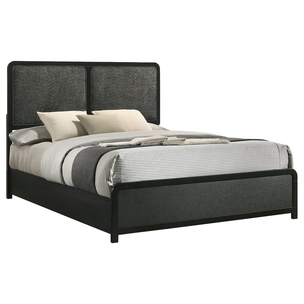 Burton Black Upholstered Queen Bed. Picture 2