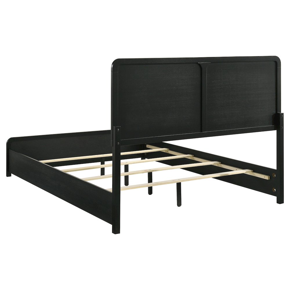 Burton Black Upholstered Queen Bed. Picture 3