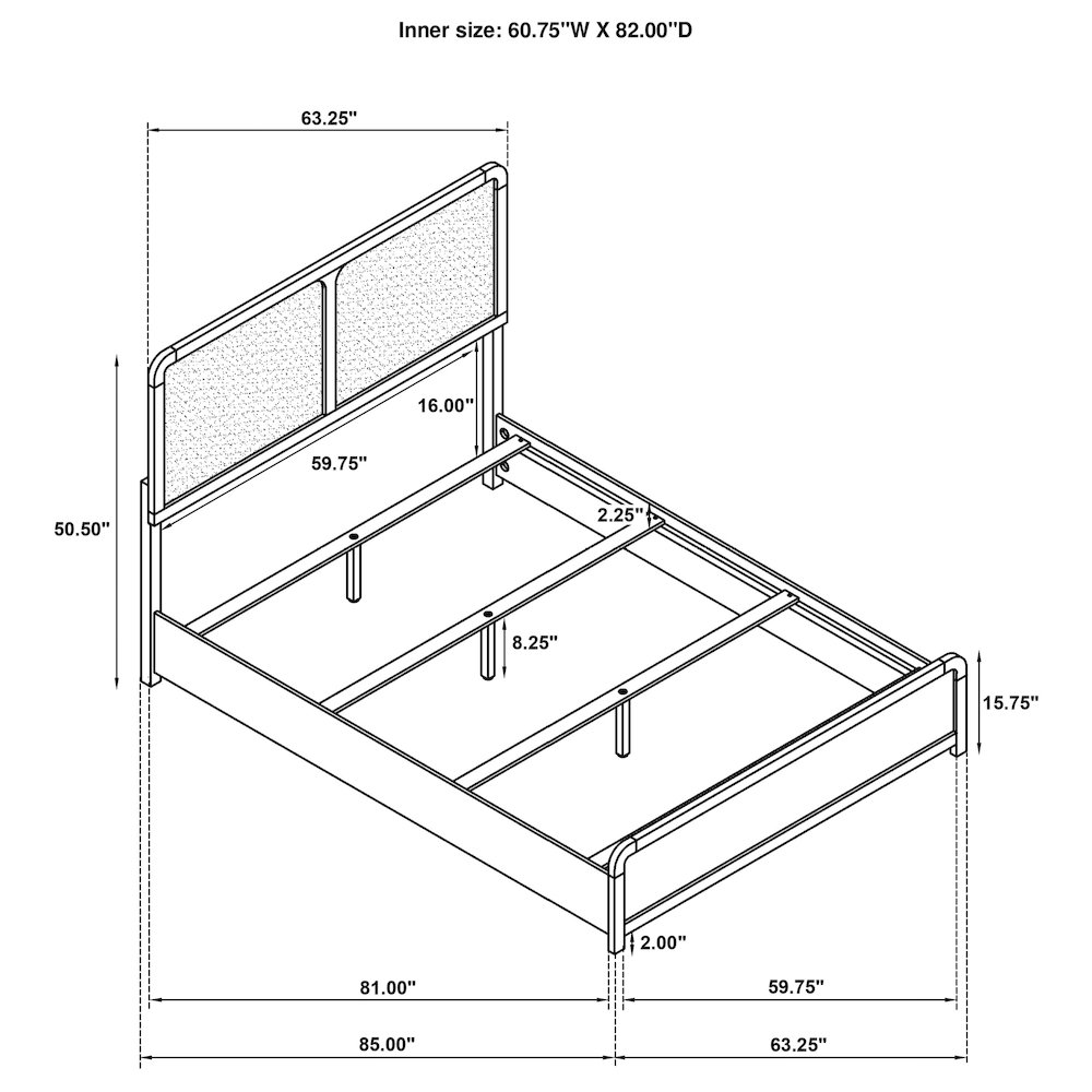 Burton Black Upholstered Queen Bed. Picture 8