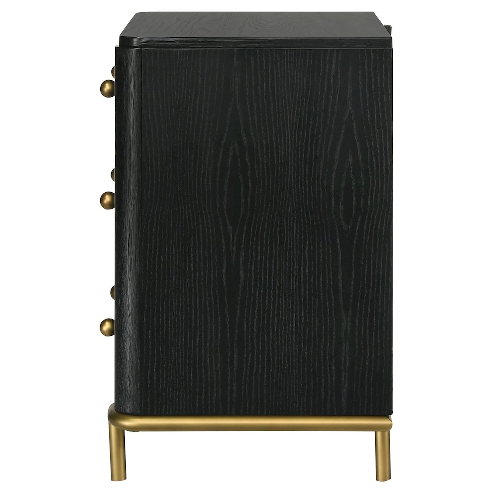 Black 3-Drawer Nightstand. Picture 5