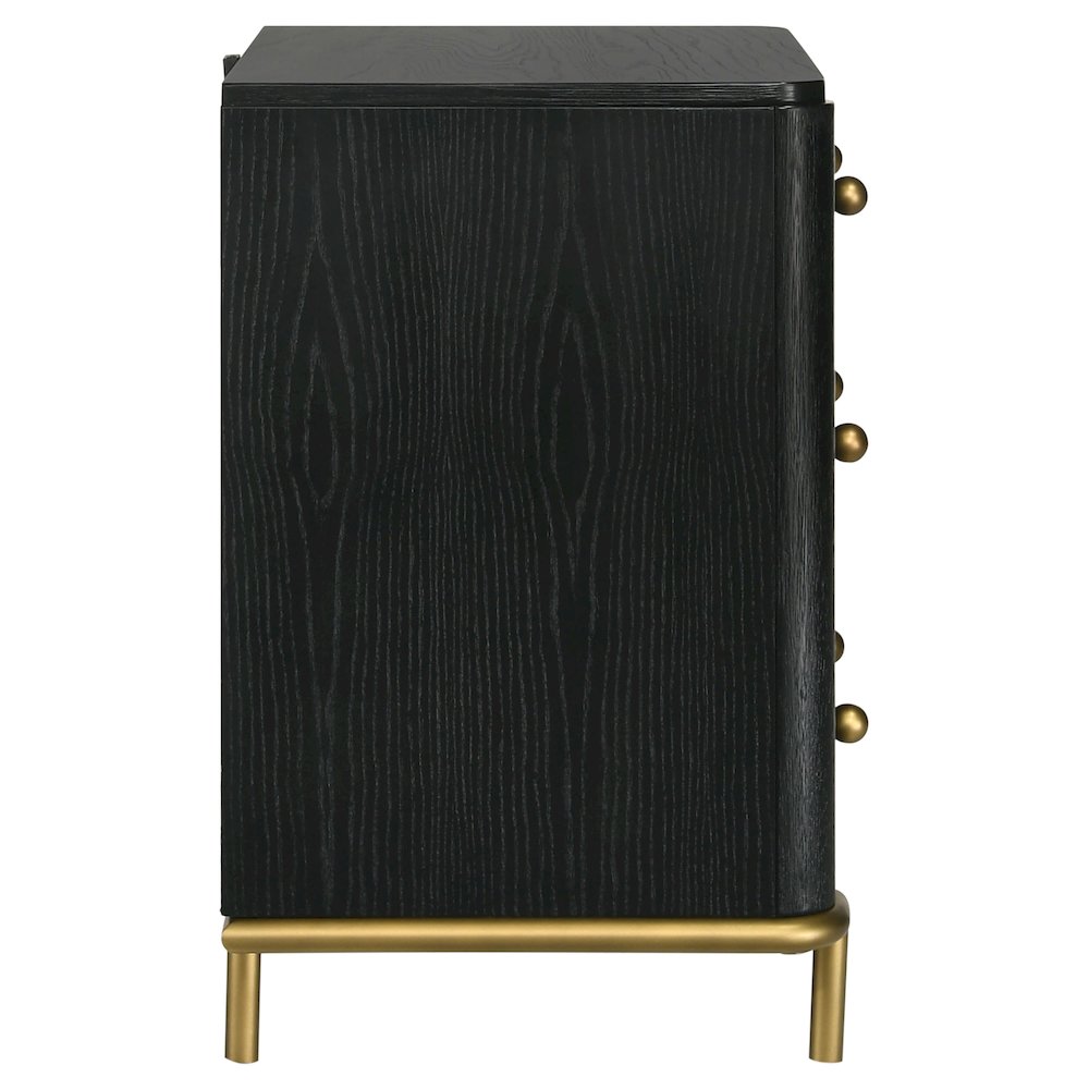 Black 3-Drawer Nightstand. Picture 9