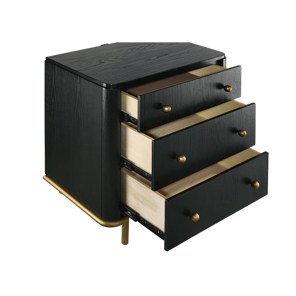 Black 3-Drawer Nightstand. Picture 10