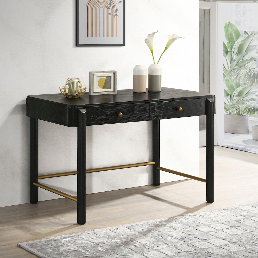 Black 2-Drawer Vanity Desk. Picture 2